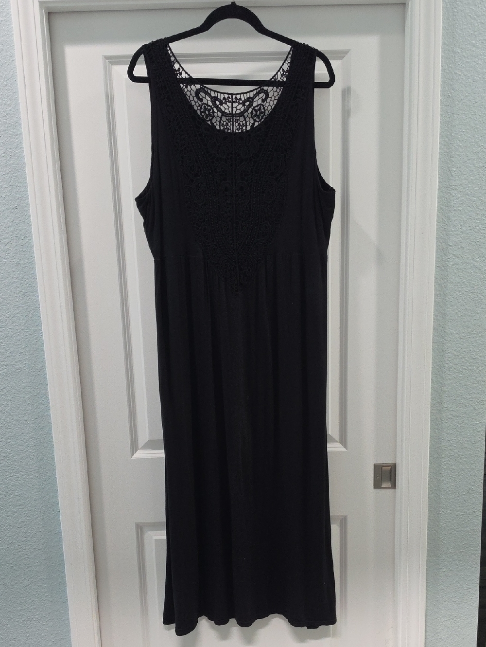 Alfani Black Crochet-Front Sleeveless Maxi Dress